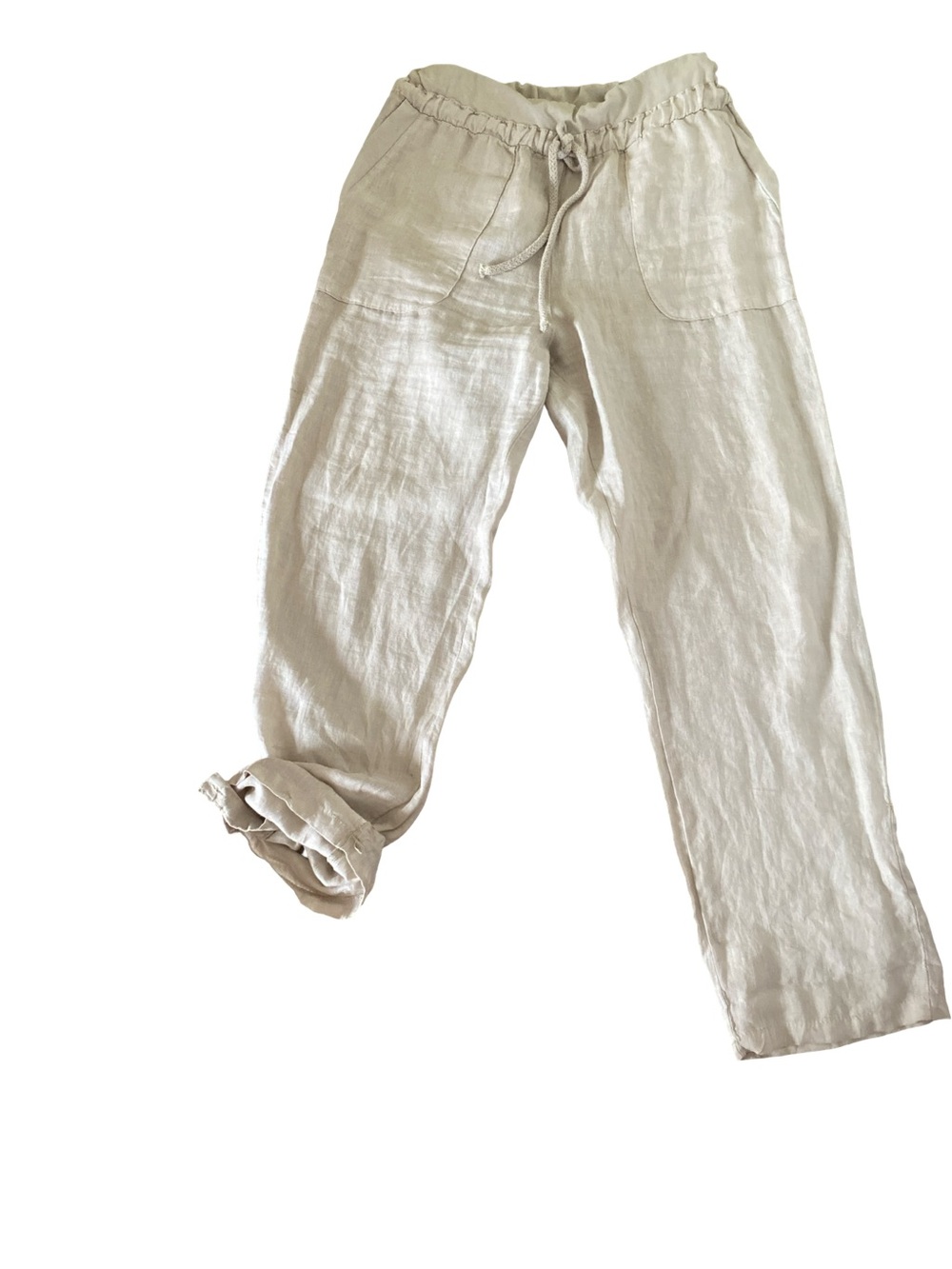 kaktus  Linen Relaxed Pants - Natural Cream- M made in Italy